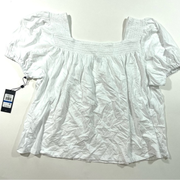 New Tommy Hilfiger Square Neck Smocked Shirt White Size XL - Picture 3 of 7